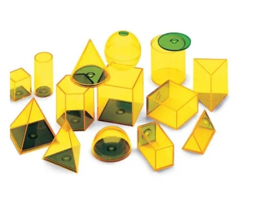 Hand2mind Transparent Relational GeoSolids (14-Piece Geometry Set) NEW